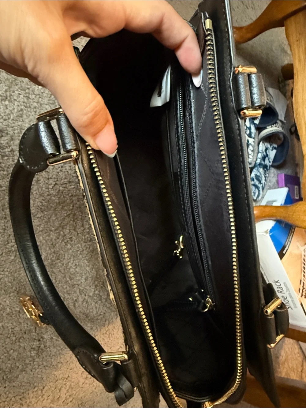 Michael Kors Leopard & Tiger Print Satchel - Black, Brown, Gold